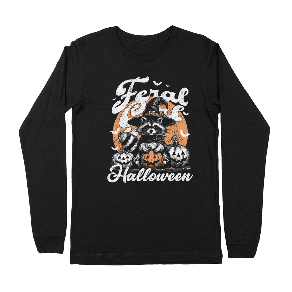 Feral girl Halloween Raccoon D White Orange Premium Long Sleeve