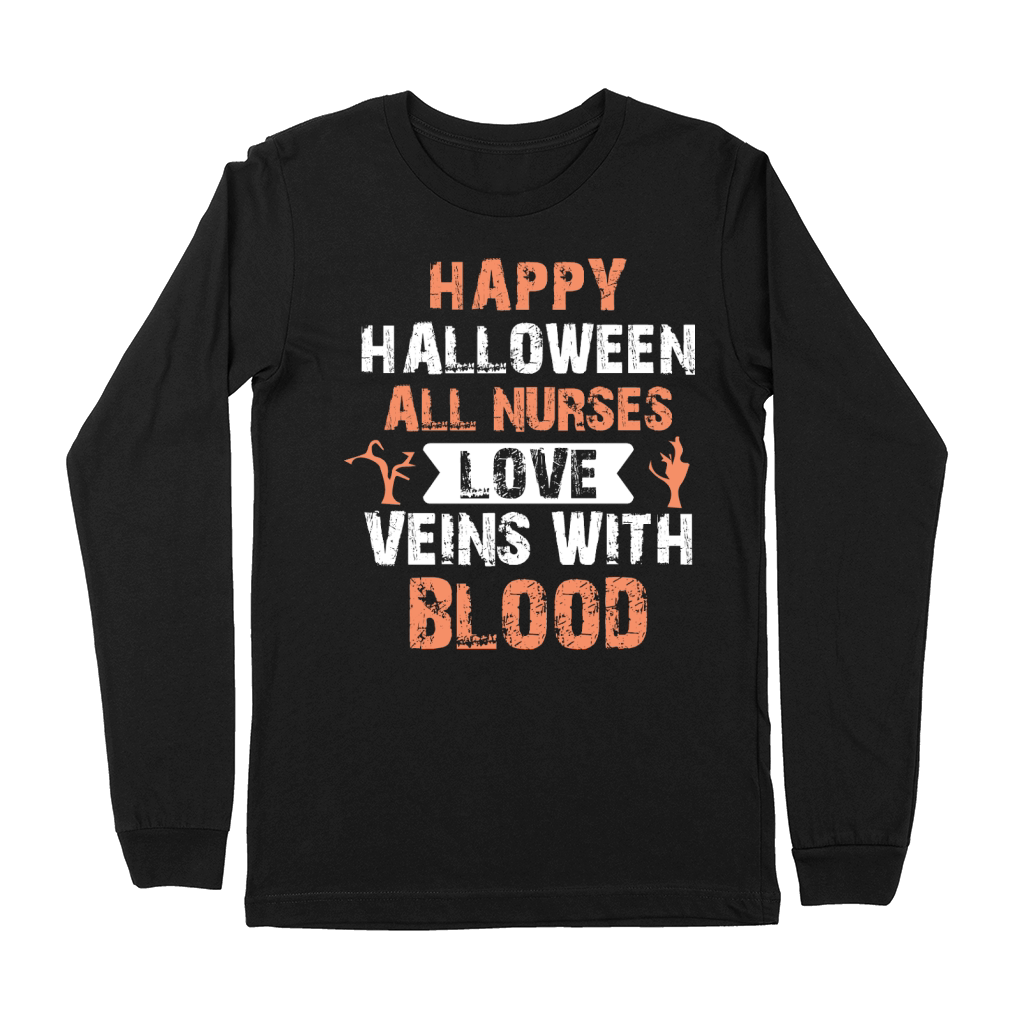 Happy Halloween all nurses love veins with blood Premium Long Sleeve
