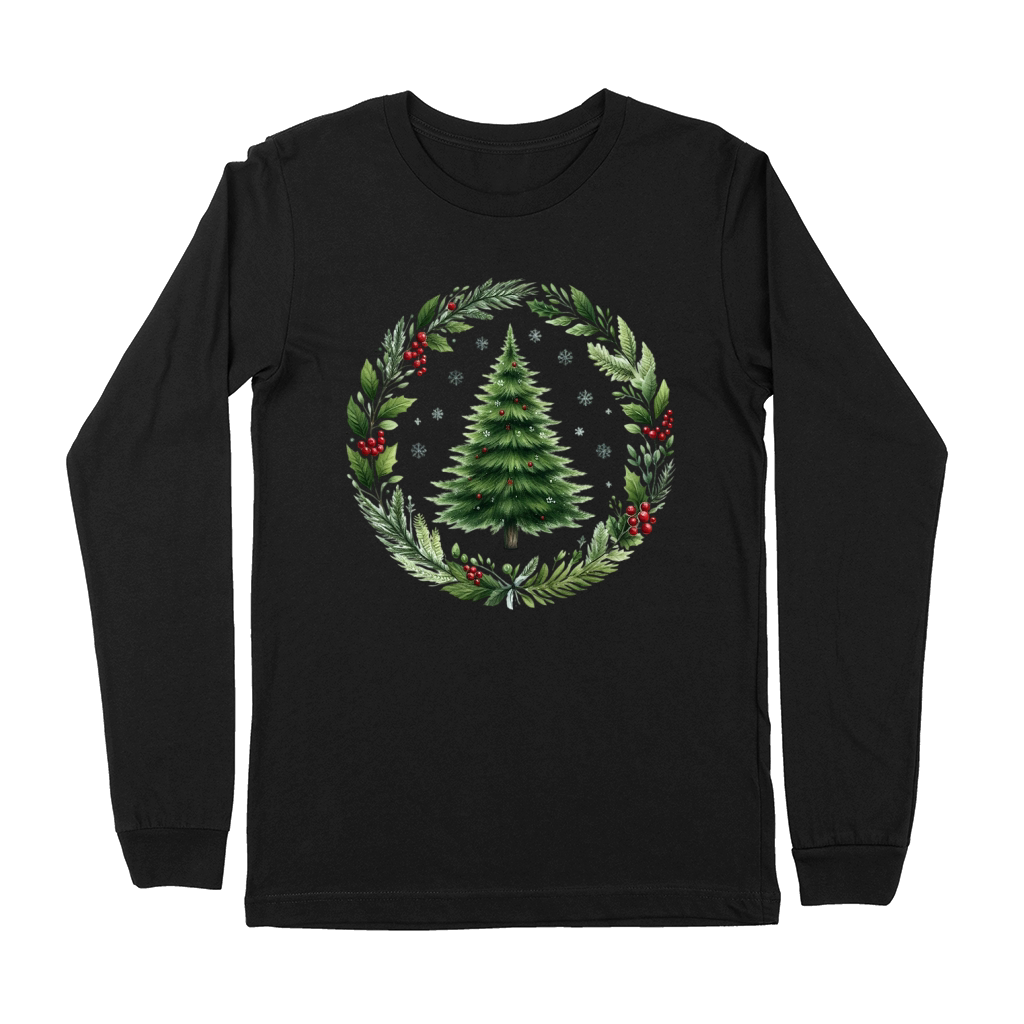 Watercolor Christmas tree Clipart 04 Premium Long Sleeve