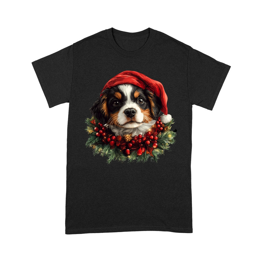 Dog Christmas Flowers Light Clipart Premium T-shirt
