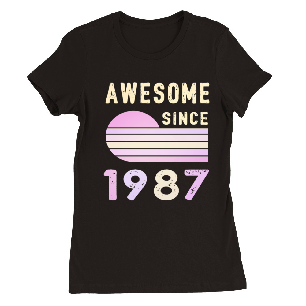 1987 Birthday Retro Vintage Gift original Premium Womens Crewneck T-shirt