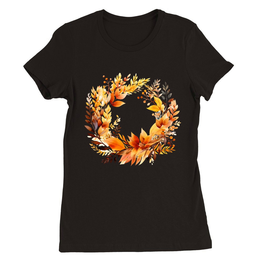 Autumn Fall Floral Frame 16 Premium Womens Crewneck T-shirt