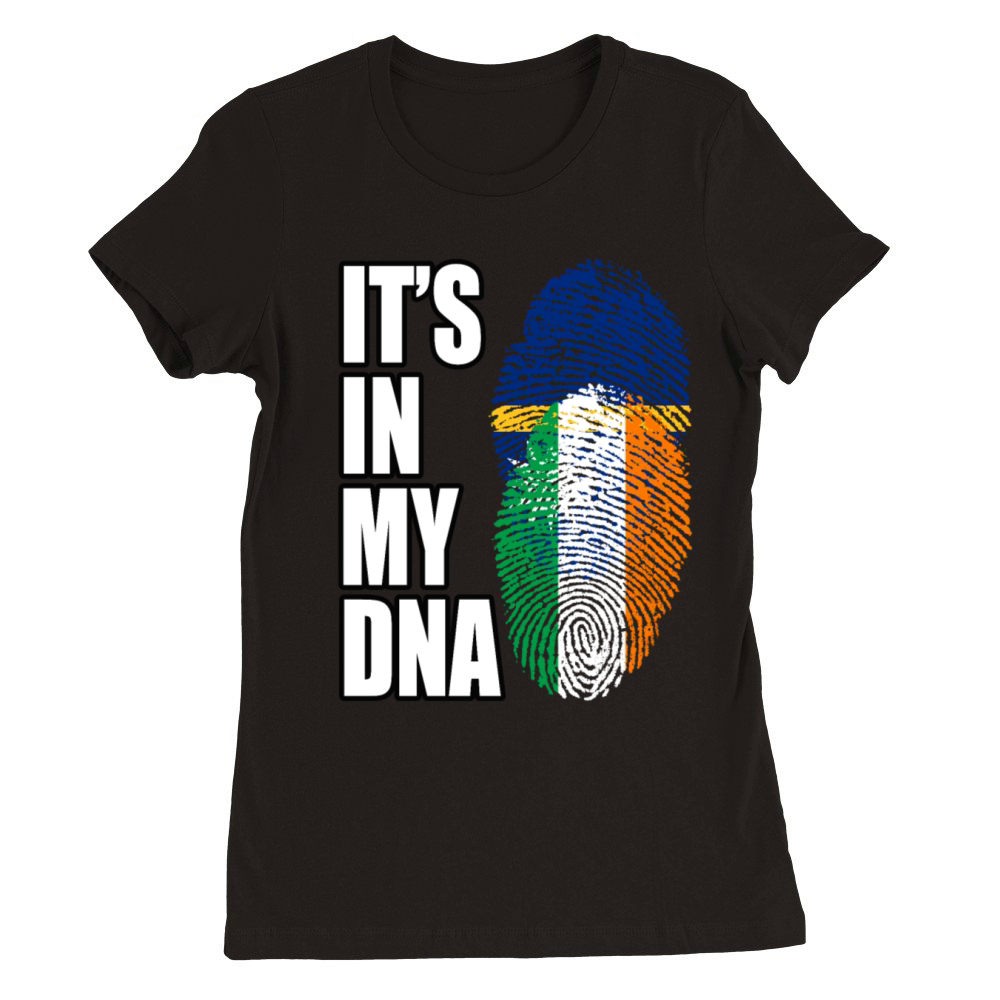 Irish And Nauruan Mix DNA Flag Heritage Premium Womens Crewneck T-shirt