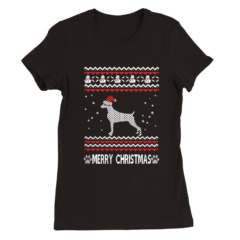 Merry Christmas Dogs Weimaraner Premium Womens Crewneck T-shirt