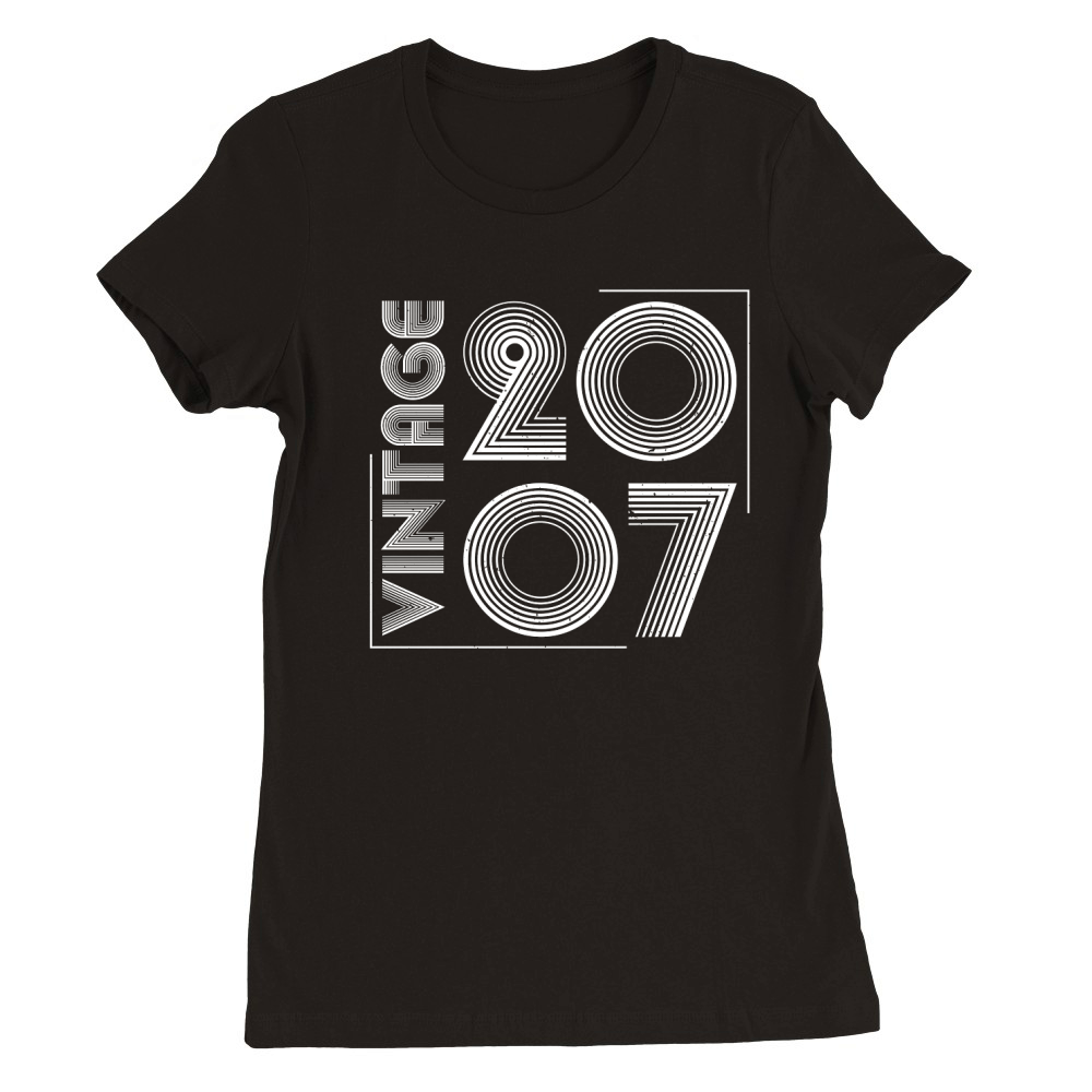 Vintage 2007 Birthday T Shirt Design (2) Premium Womens Crewneck T-shirt