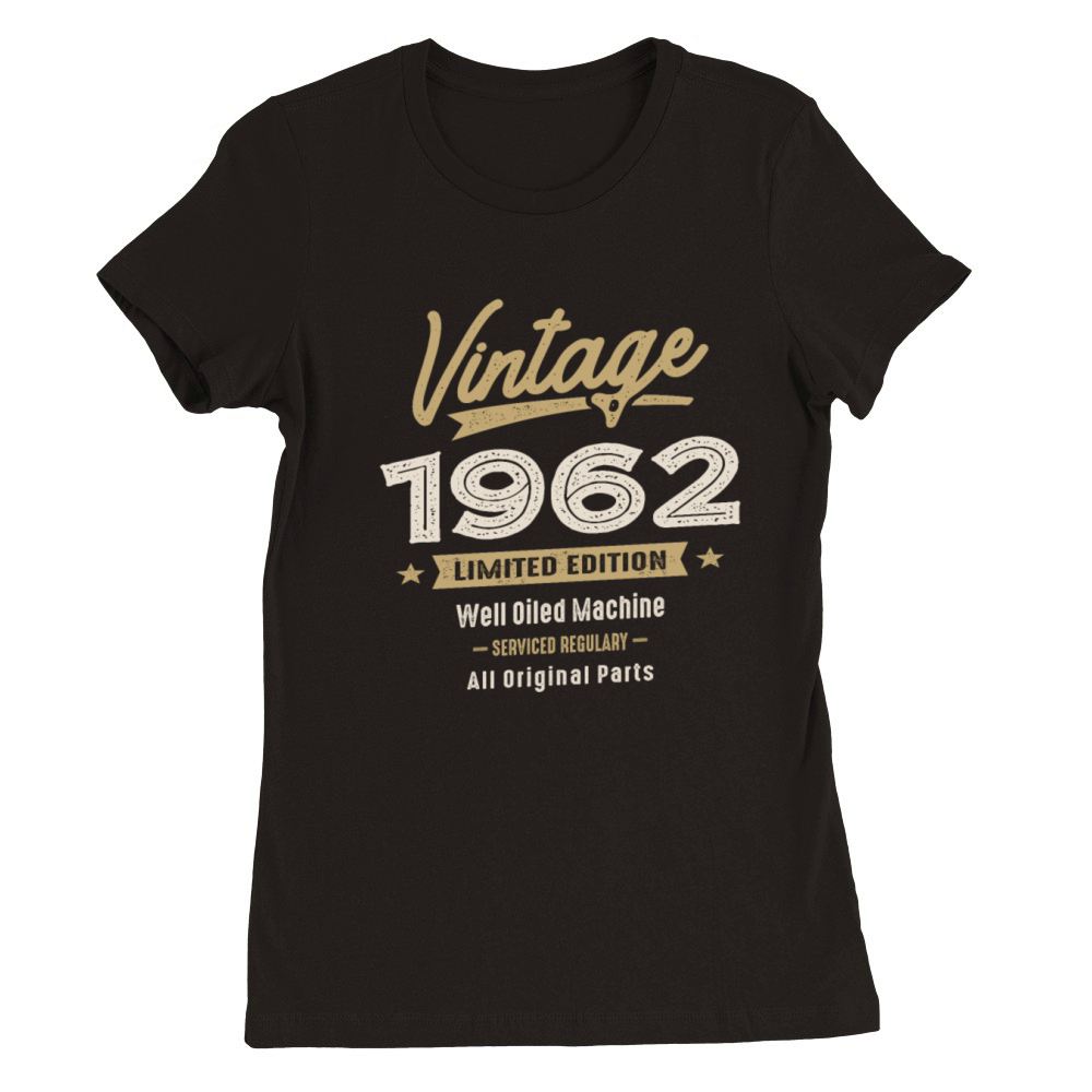 Vintage Born in 1962 - 60th Birthday Retro Classic Premium Womens Crewneck T-shirt