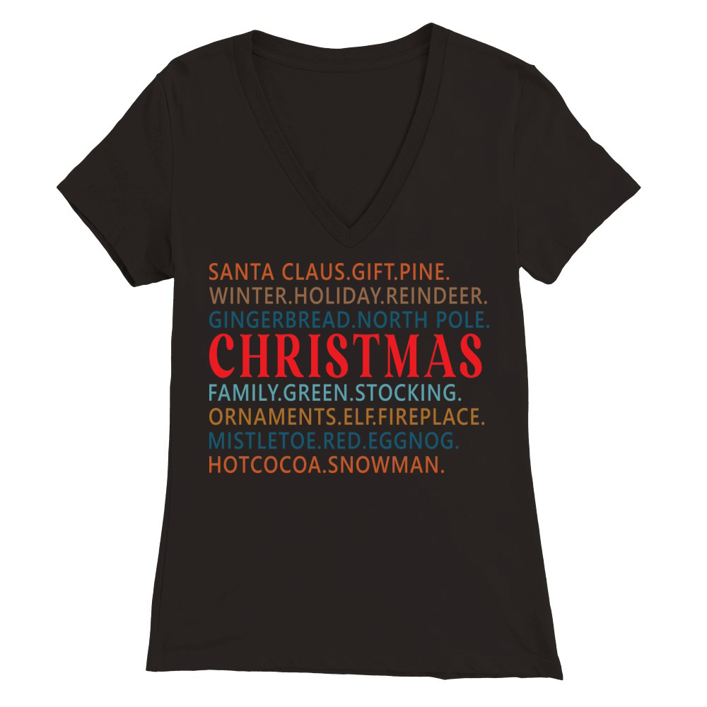 Christmas Words 6 Premium Womens V-Neck T-shirt