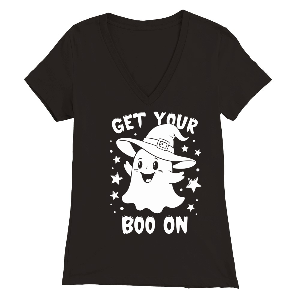 Get Your Boo On Single Color Premium Womens V-Neck T-shirt