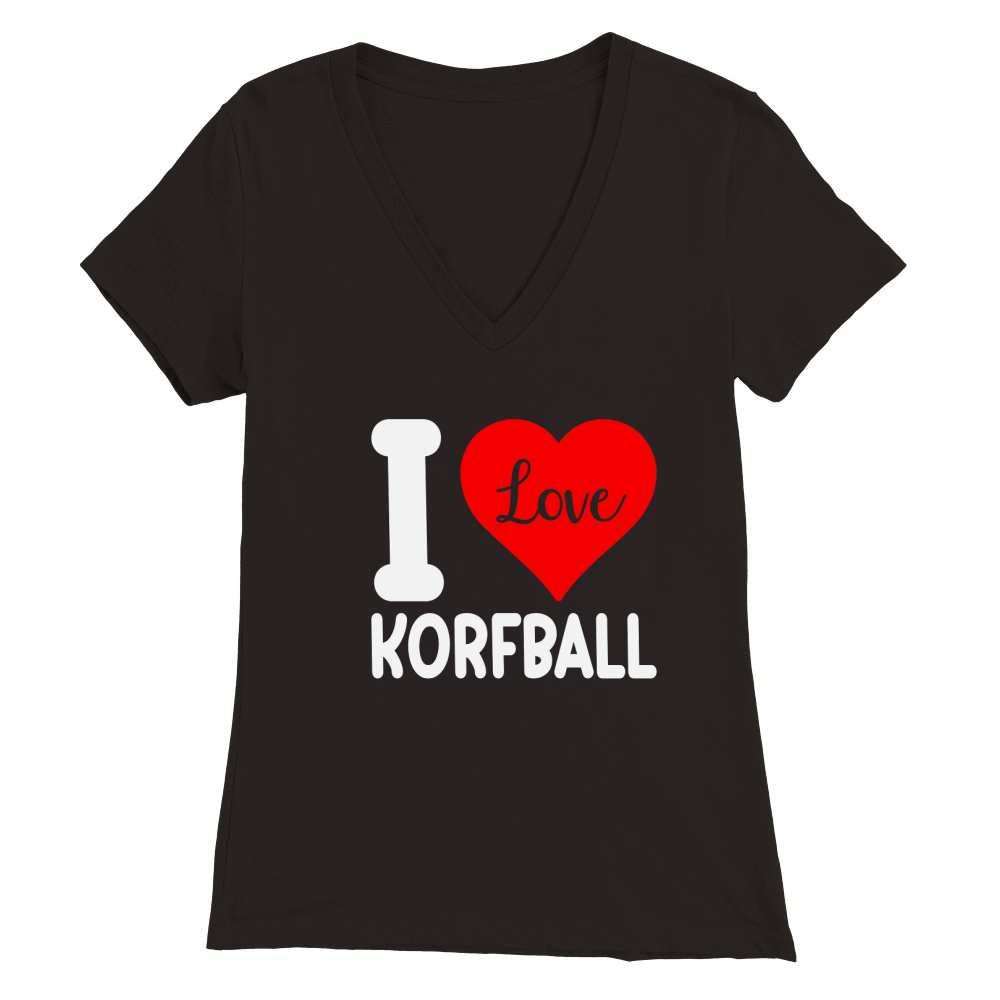 I Love Korfball Premium Womens V-Neck T-shirt