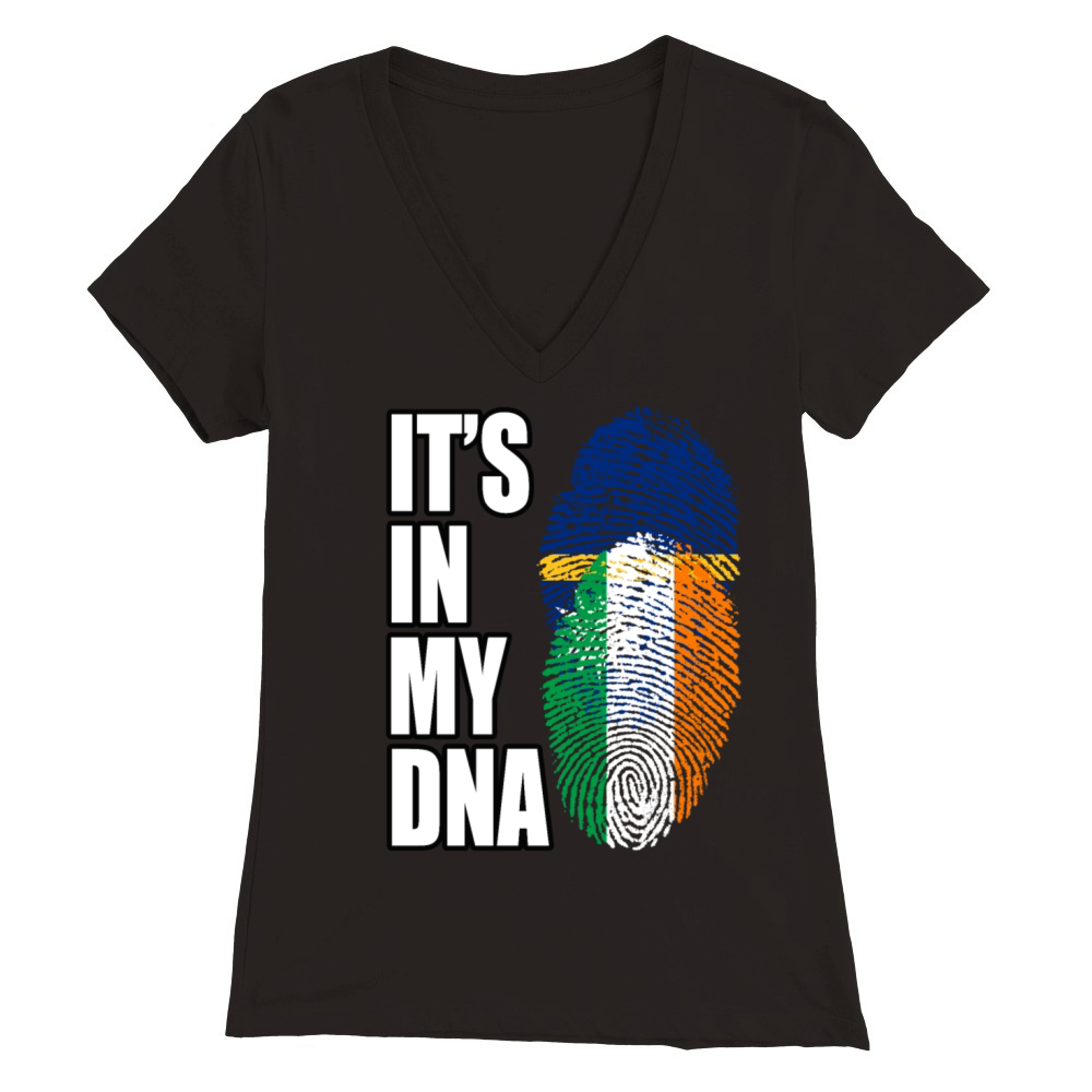 Irish And Nauruan Mix DNA Flag Heritage Premium Womens V-Neck T-shirt