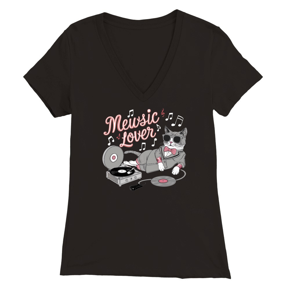 Mewsic lover Premium Womens V-Neck T-shirt