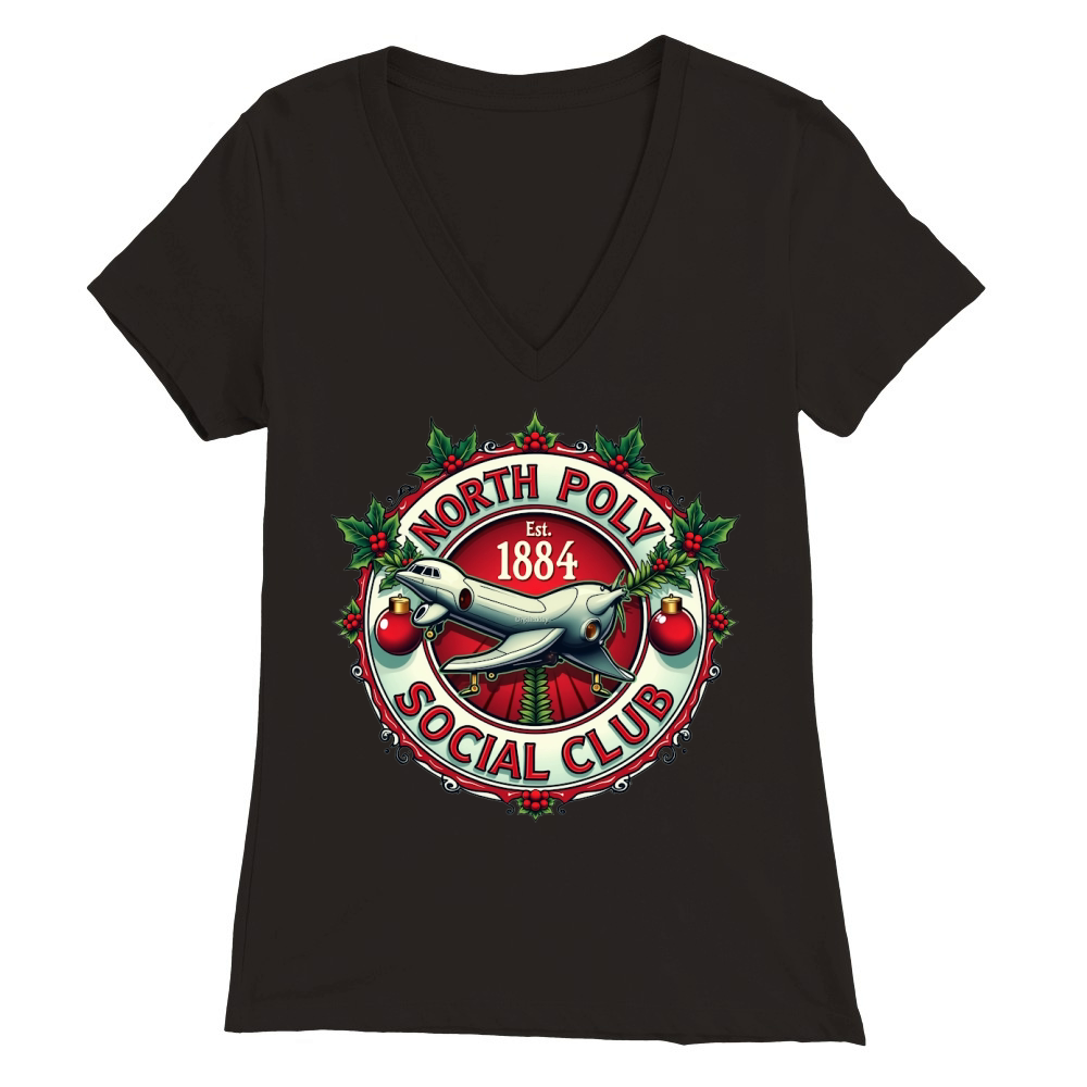 North Poly Est. 1884 Social Club Premium Womens V-Neck T-shirt
