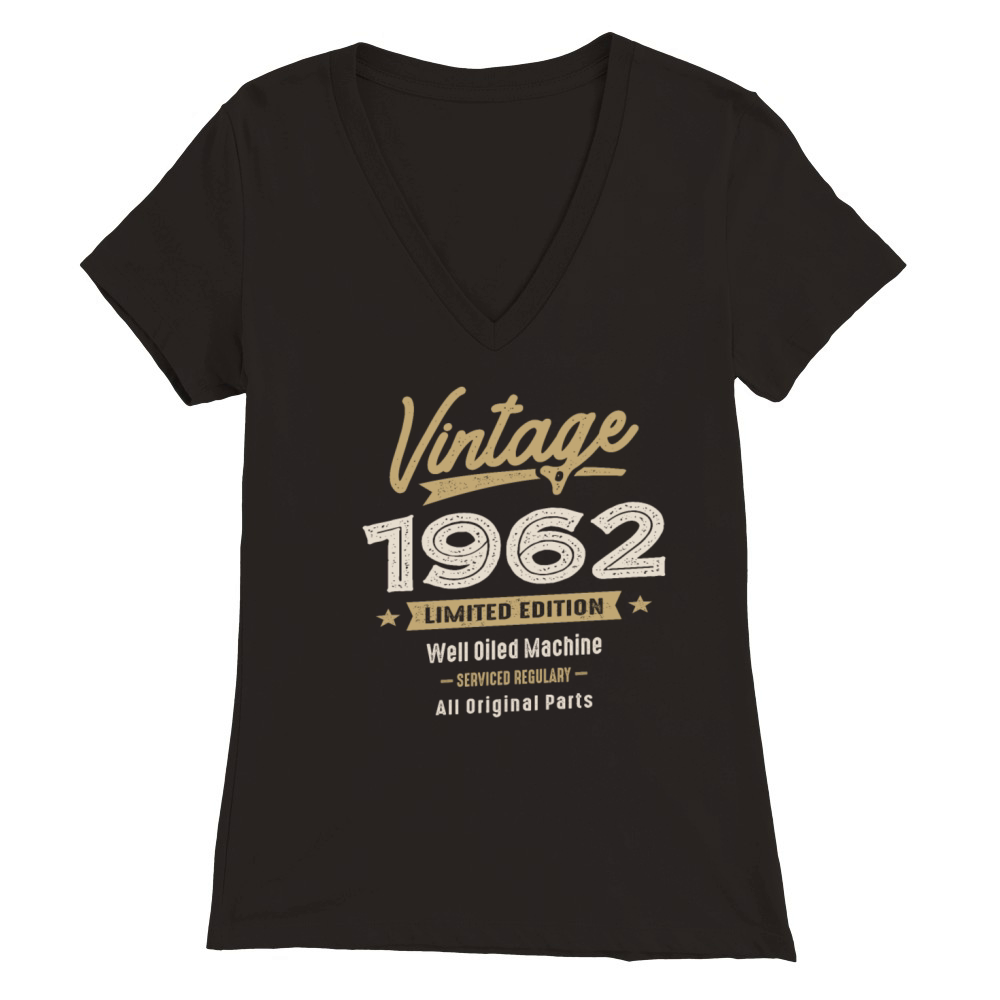 Vintage Born in 1962 - 60th Birthday Retro Classic Premium Womens V-Neck T-shirt