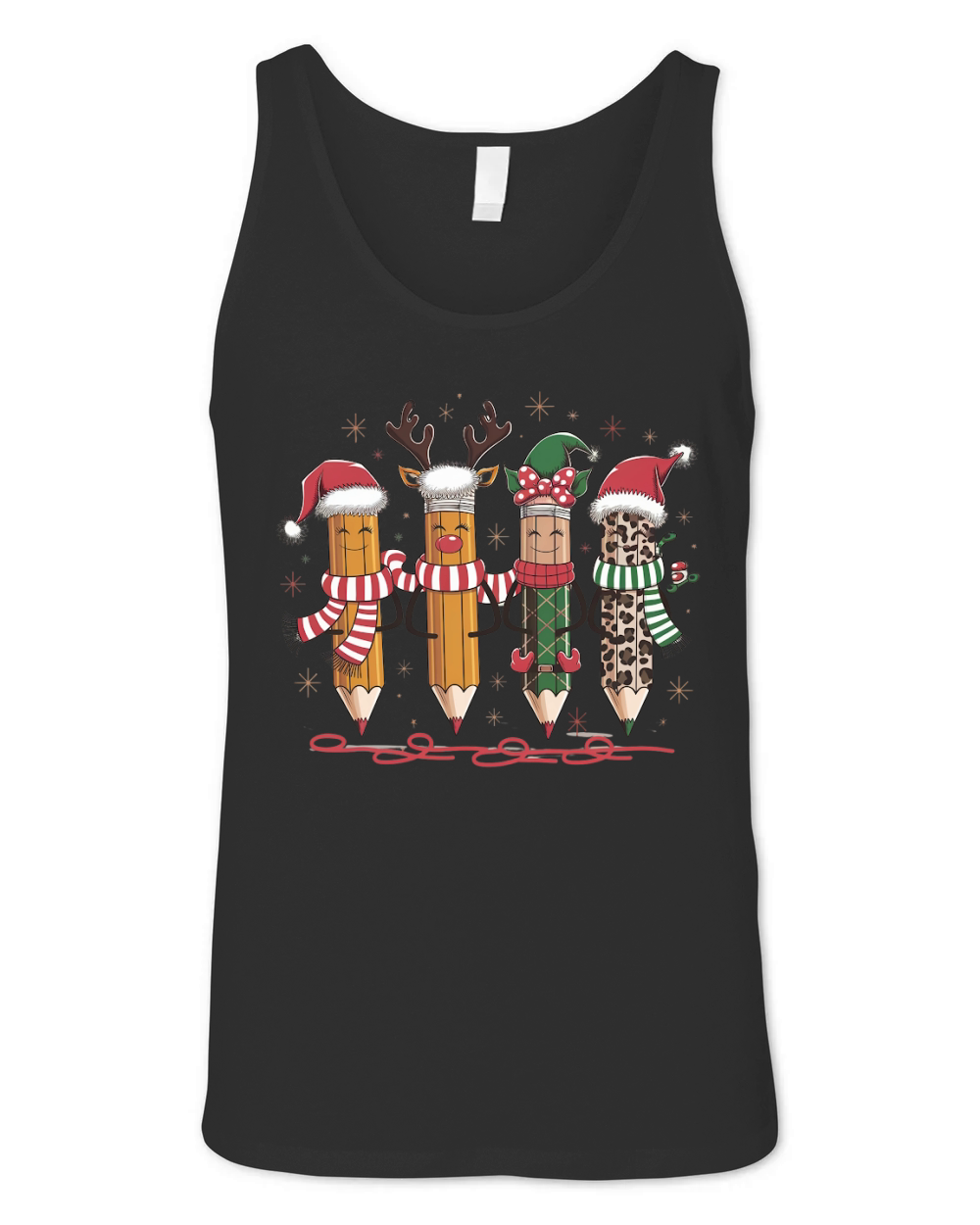 Cute Christmas Pencil Reindeers Tee Unisex Jersey Tank