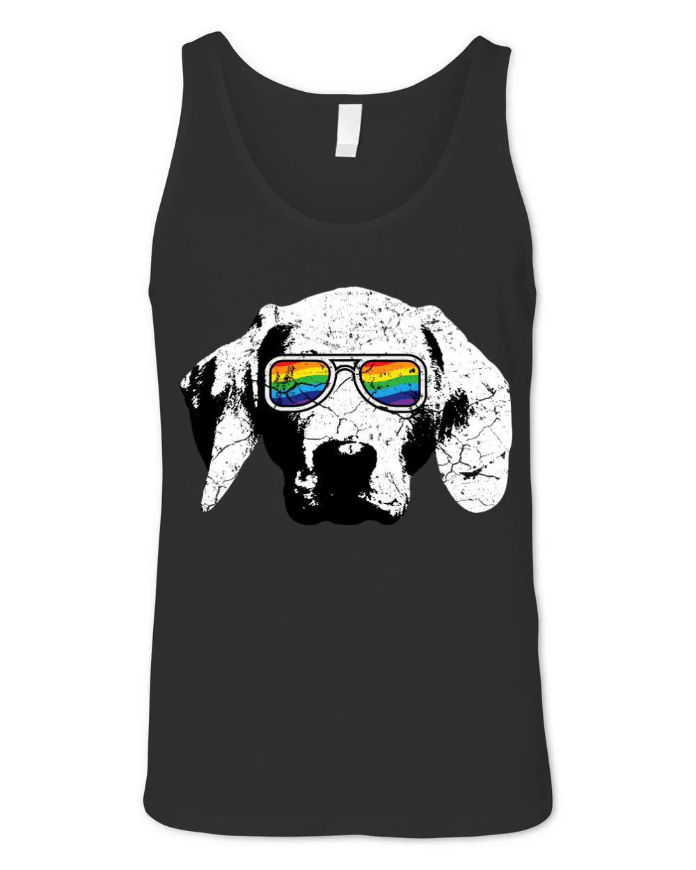 Gay LGBT Pride Dog With Weimaraner Flag Sunglasses Unisex Jersey Tank