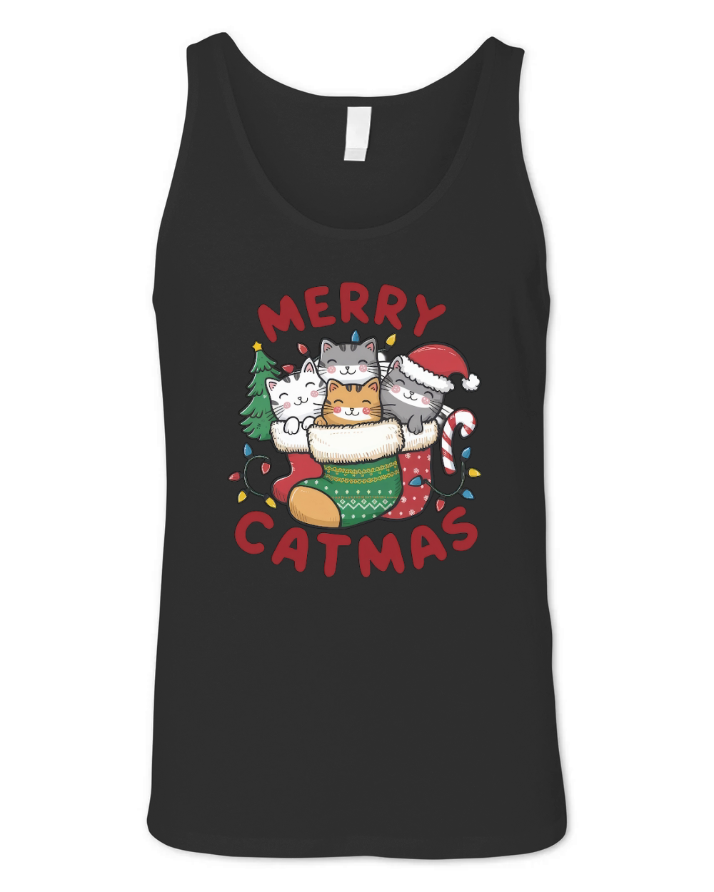 Retro Christmas Cat Vintage5 Unisex Jersey Tank