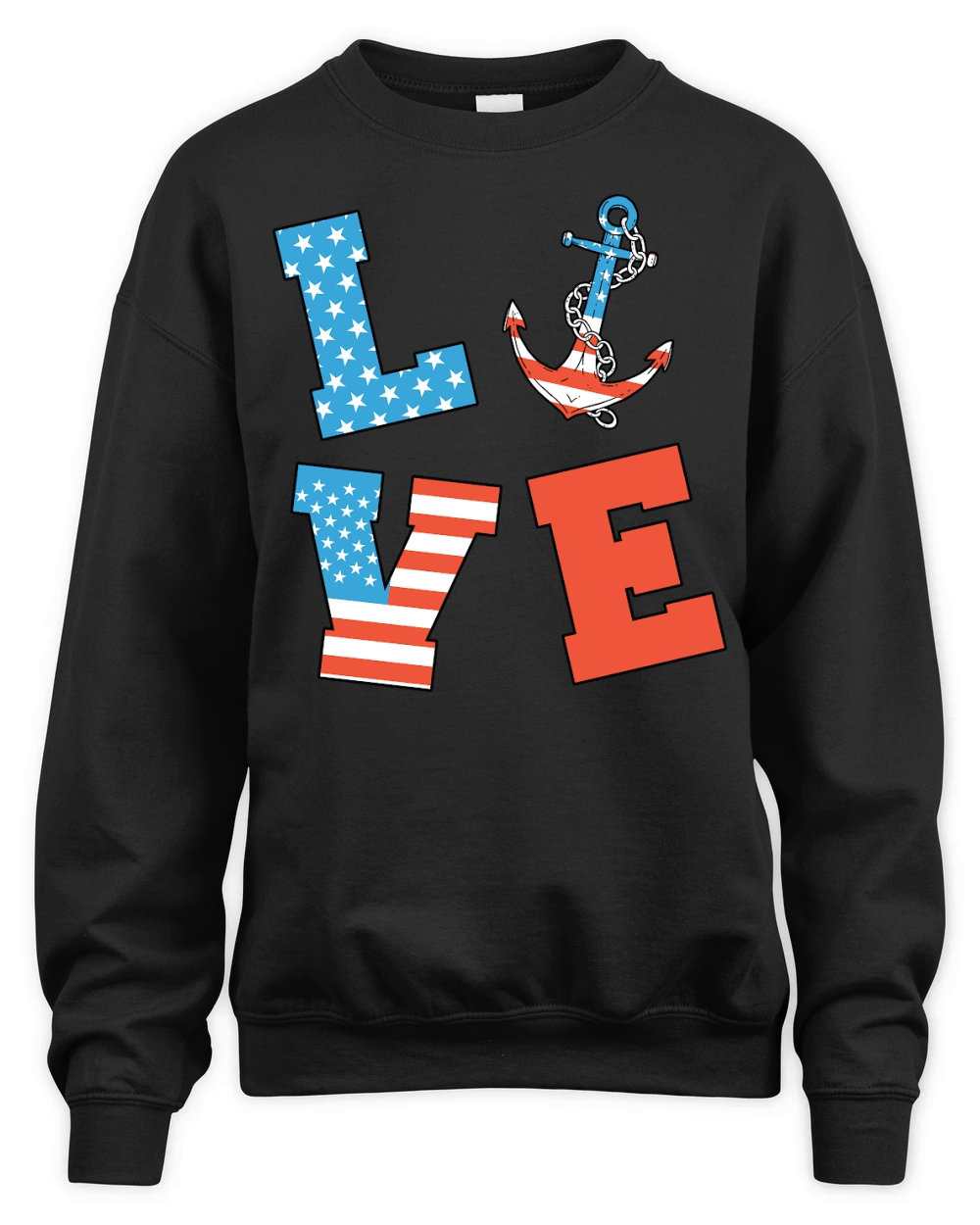Love Anchor American Flag Unisex Premium Crewneck Sweatshirt