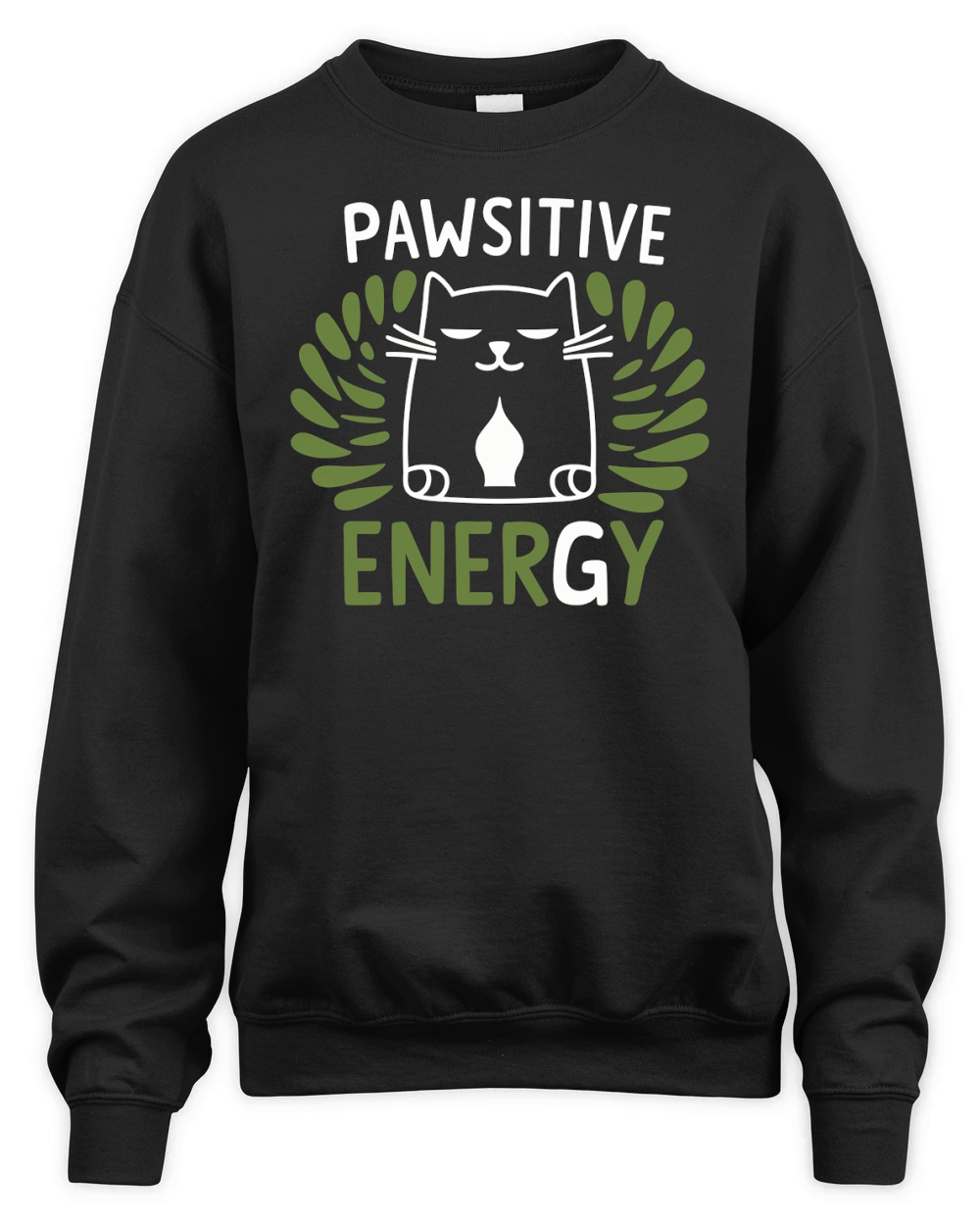 Pawsitive Energy Cat Unisex Premium Crewneck Sweatshirt