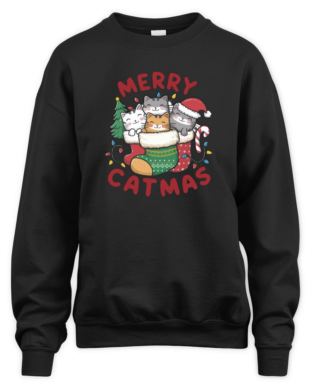 Retro Christmas Cat Vintage5 Unisex Premium Crewneck Sweatshirt