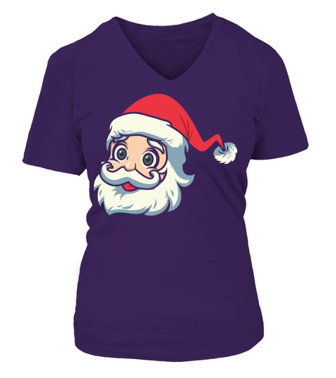 Cool Vintage Christmas Santa Claus Face V-neck T-Shirt Woman