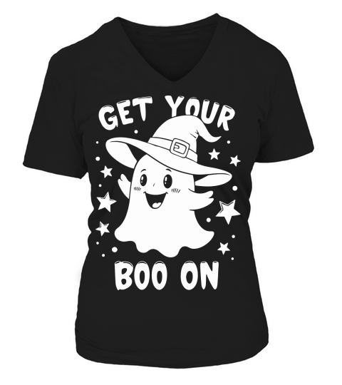Get Your Boo On Single Color V-neck T-Shirt Woman