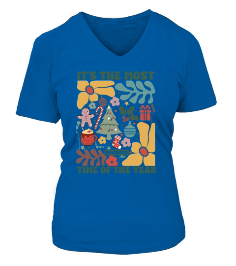 Its the most wonderful time of the year Boho Floral Christmas Tree V-neck T-Shirt Woman