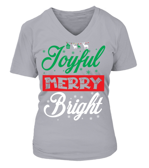 Joyful Merry Bright 7 V-neck T-Shirt Woman