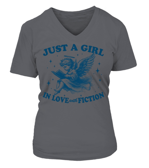 Just A Girl In Love With Fiction Angel Blue V-neck T-Shirt Woman