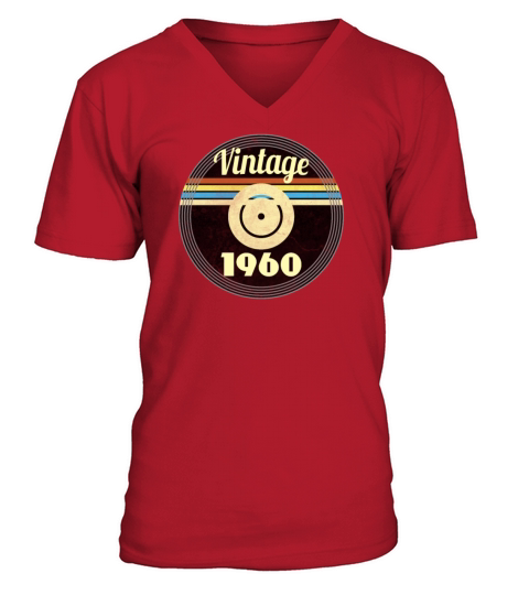 60th Birthday Gift Idea Vinyl 1960 Vintage Look V-Neck T-shirt