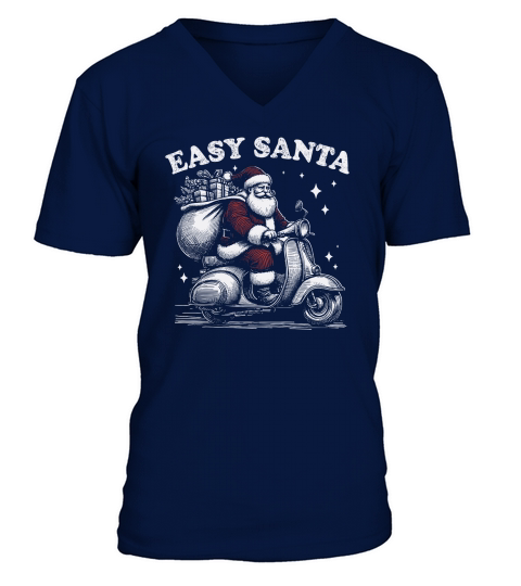 Easy Santa Riding Scooter D Color V-Neck T-shirt
