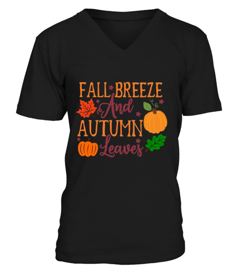 Fall Breeze And Autumn Leaves V-Neck T-shirt