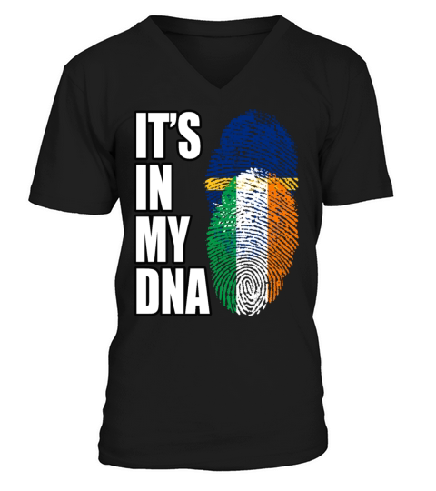 Irish And Nauruan Mix DNA Flag Heritage V-Neck T-shirt