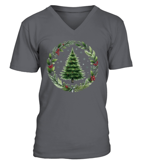 Watercolor Christmas tree Clipart 04 V-Neck T-shirt