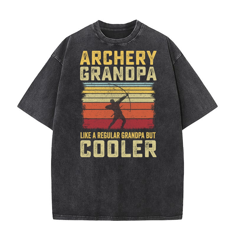 Archery Grandpa Like A Regular Grandpa But Cooler (2) Washed T-Shirt