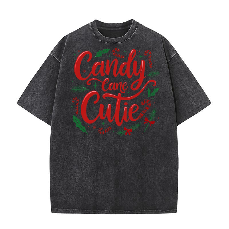 Candy Cane Cutie 11 Washed T-Shirt