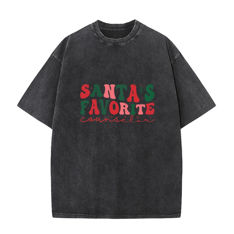 Christmas Counselor Santas Favorite (1) Washed T-Shirt