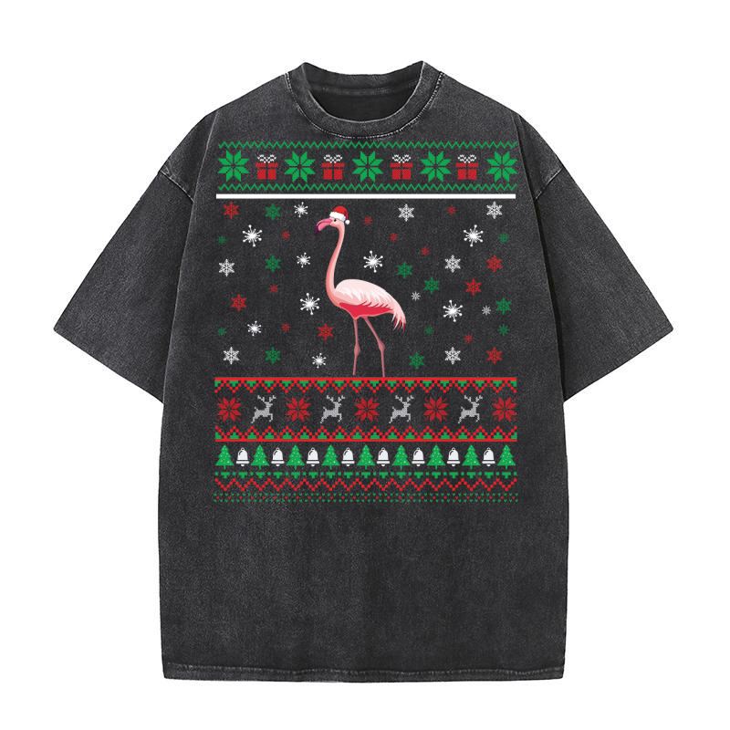 Christmas on flamingo Washed T-Shirt