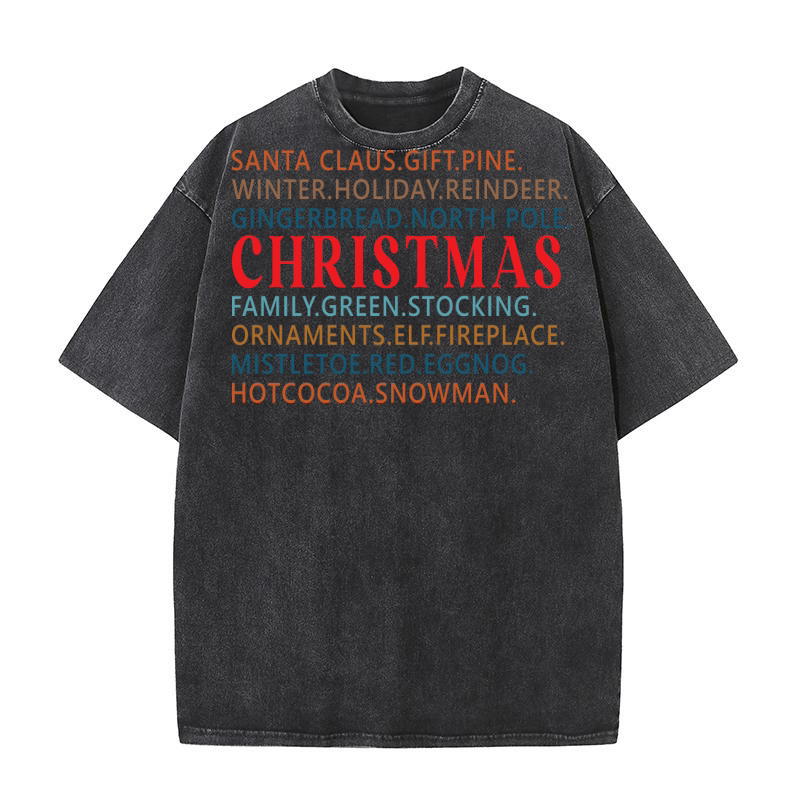 Christmas Words 6 Washed T-Shirt