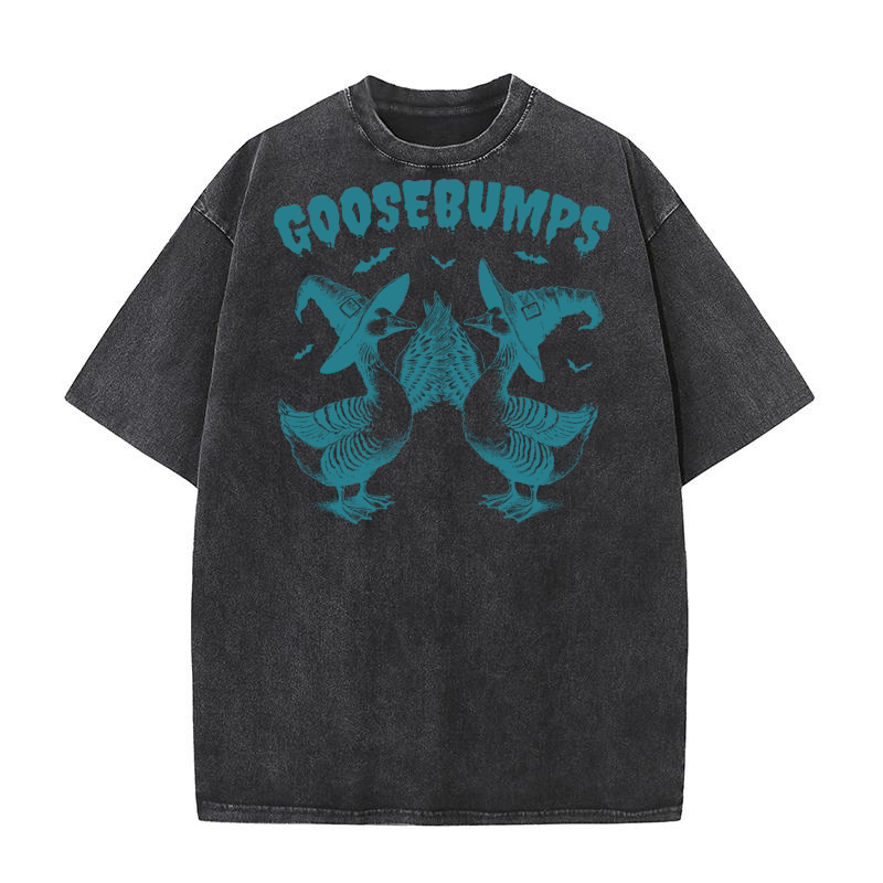 Goosebumps Halloween Witch Goose L Green Washed T-Shirt