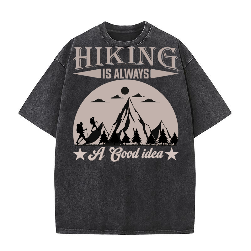 Hiking is always a good idea Washed T-Shirt