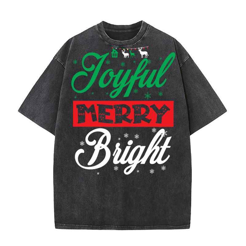 Joyful Merry Bright 7 Washed T-Shirt