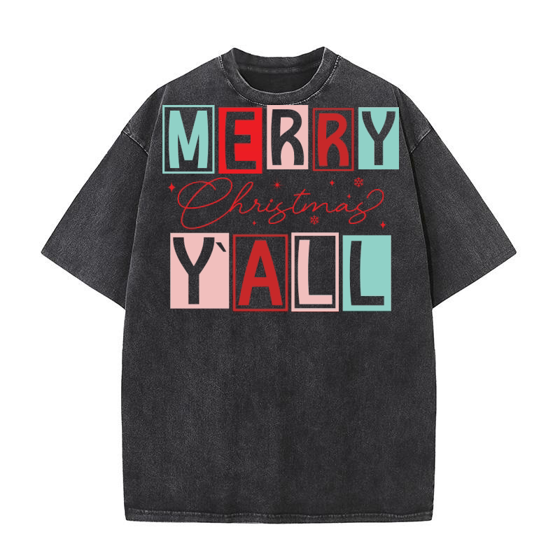 Merry Christmas Yall 4 Washed T-Shirt