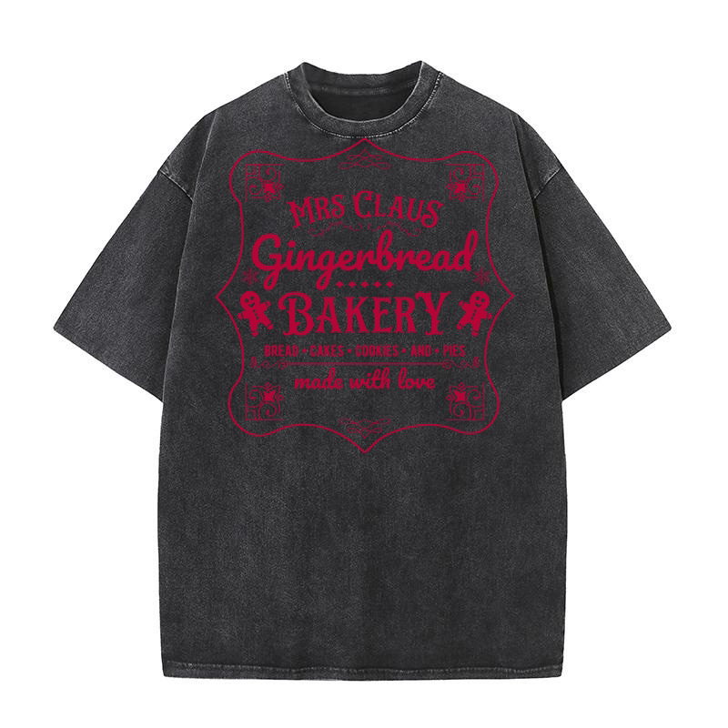 Mrs Claus gingerbread bakery bread cakes cookies and pies 03 Washed T-Shirt