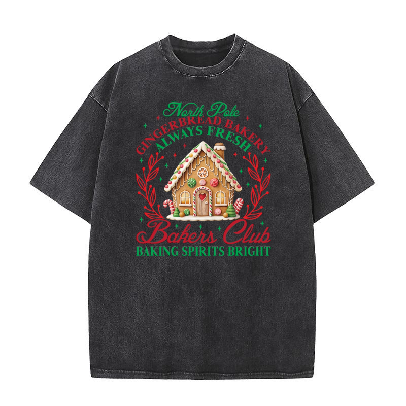 North Pole Gingerbread Bakery Always Fresh Bakers Club Washed T-Shirt