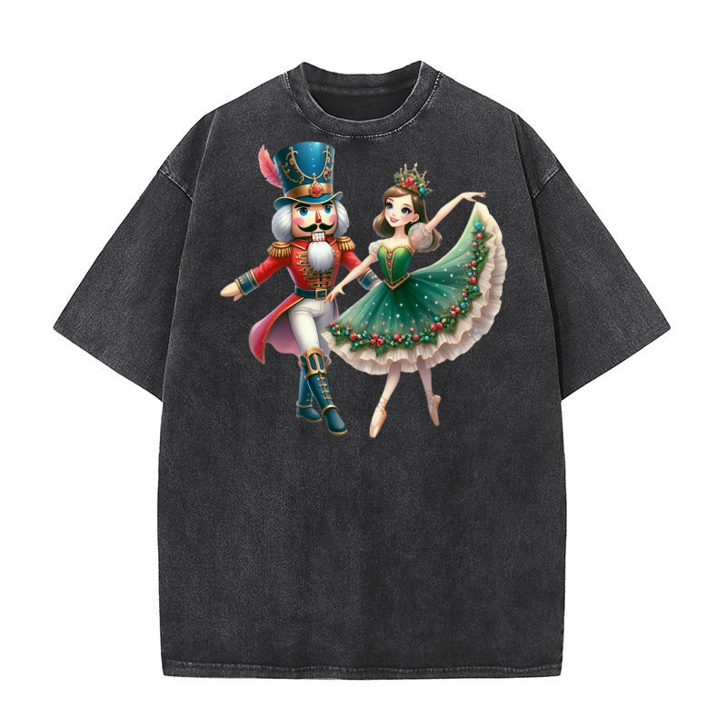 Nutcracker and Ballerina Christmas Dance Washed T-Shirt