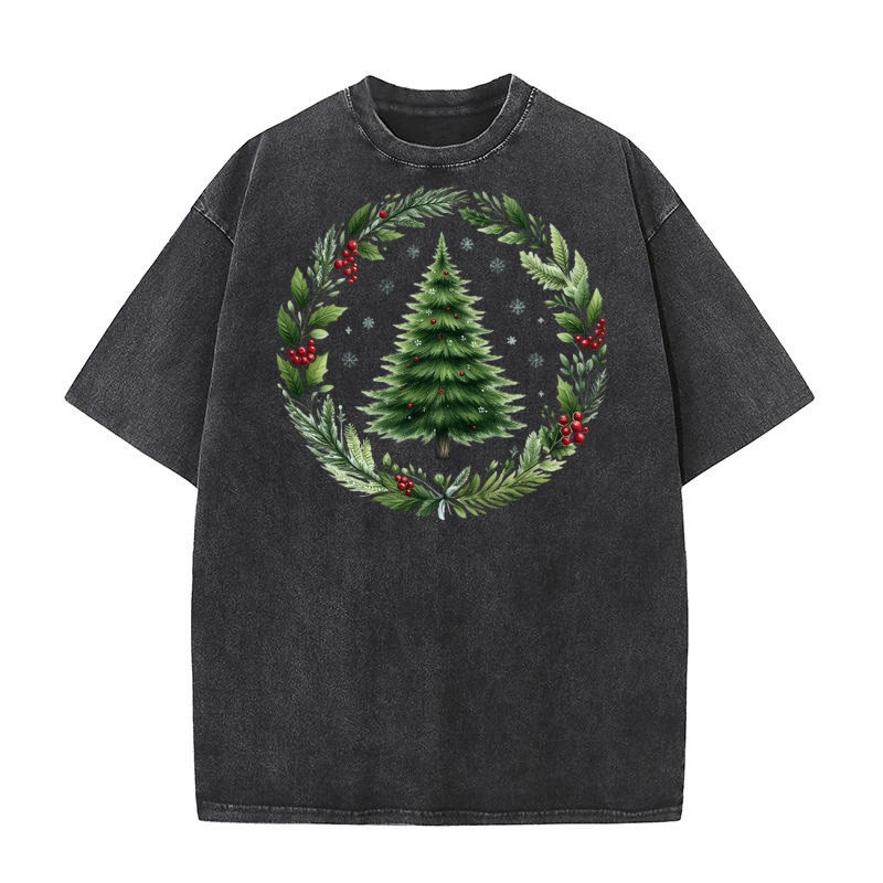 Watercolor Christmas tree Clipart 04 Washed T-Shirt