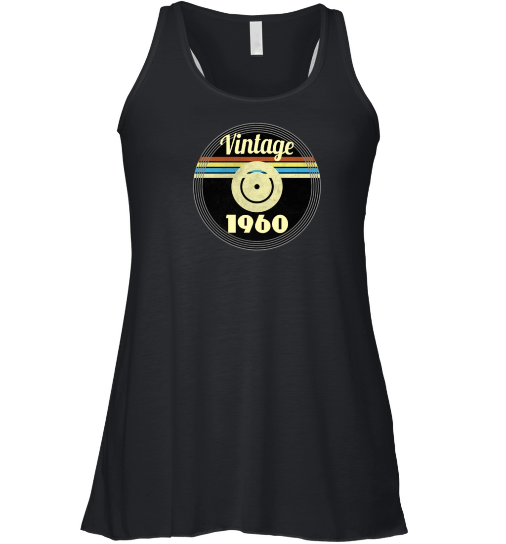 60th Birthday Gift Idea Vinyl 1960 Vintage Look Women's Flowy Tank Top