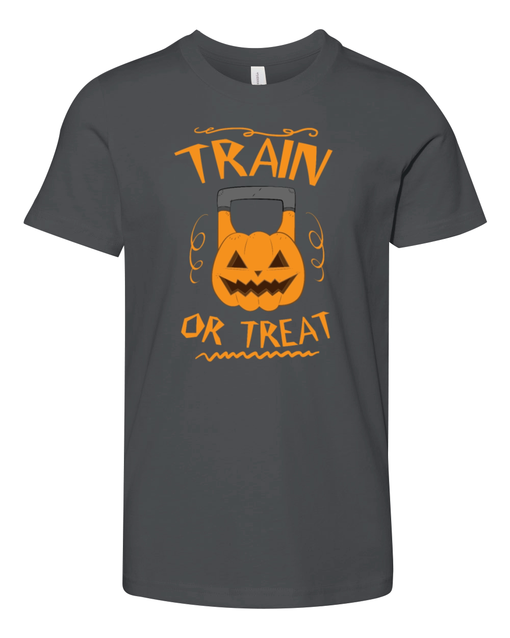 Pumpkin Fitness Kettlebell Gym Halloween Gift Youth Unisex Jersey Tee