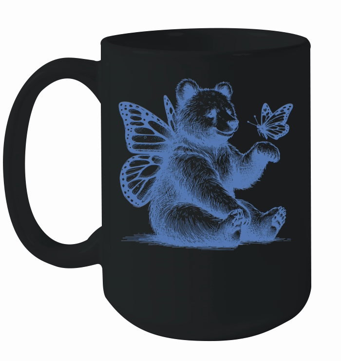 Bear With Butterfly Wings Vintage L iBlue Ceramic Mug