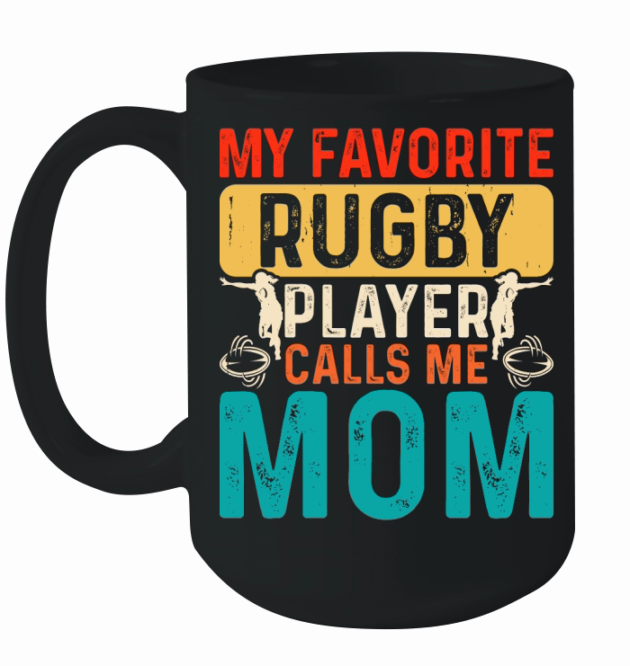 Vintage Rugby Player player Calls Me Mom Ceramic Mug